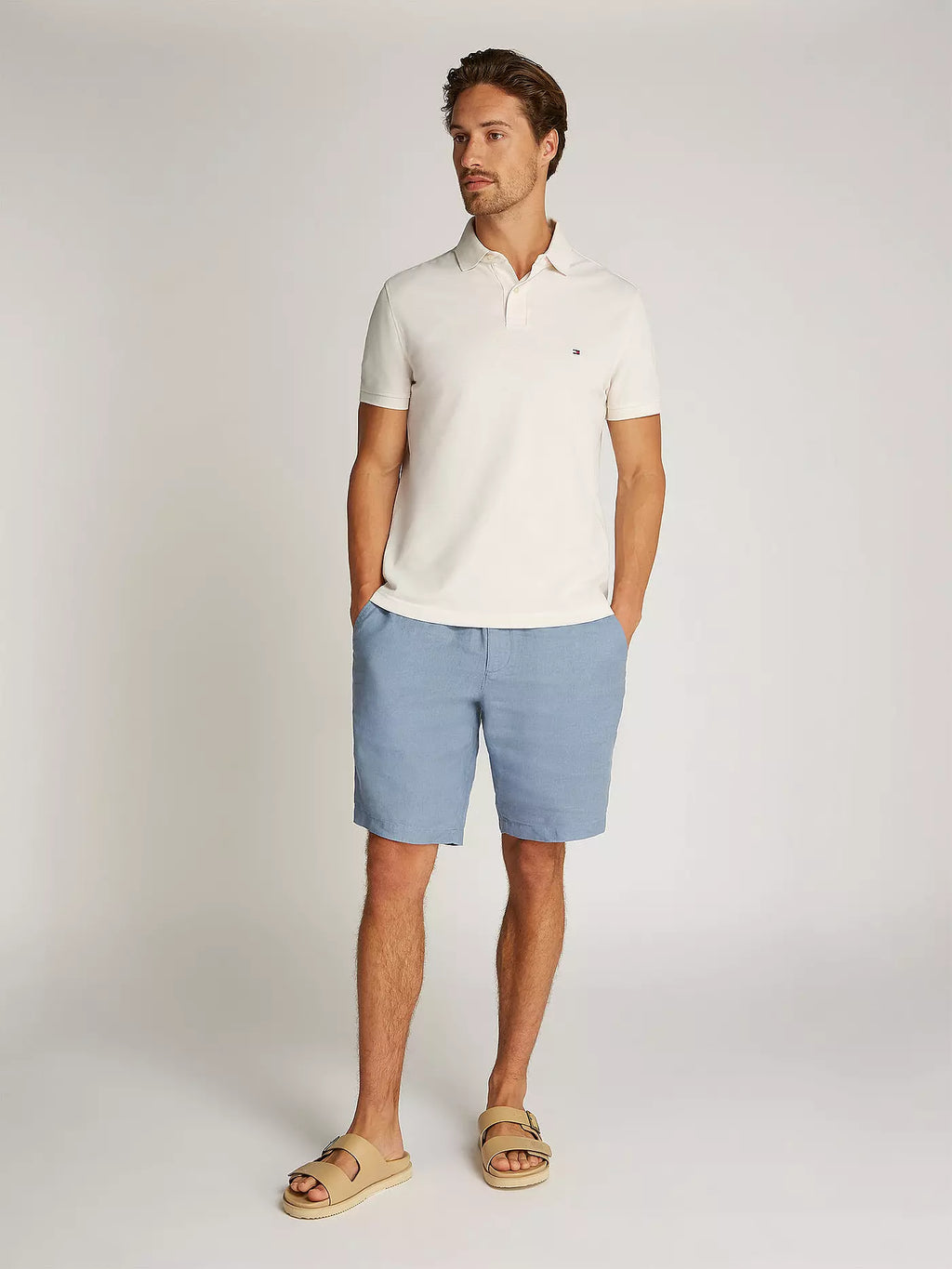 TOMMY JEANS POLO CLASSIC LOGO PEQUEÑO REGULAR FIT BLANCO ROTO