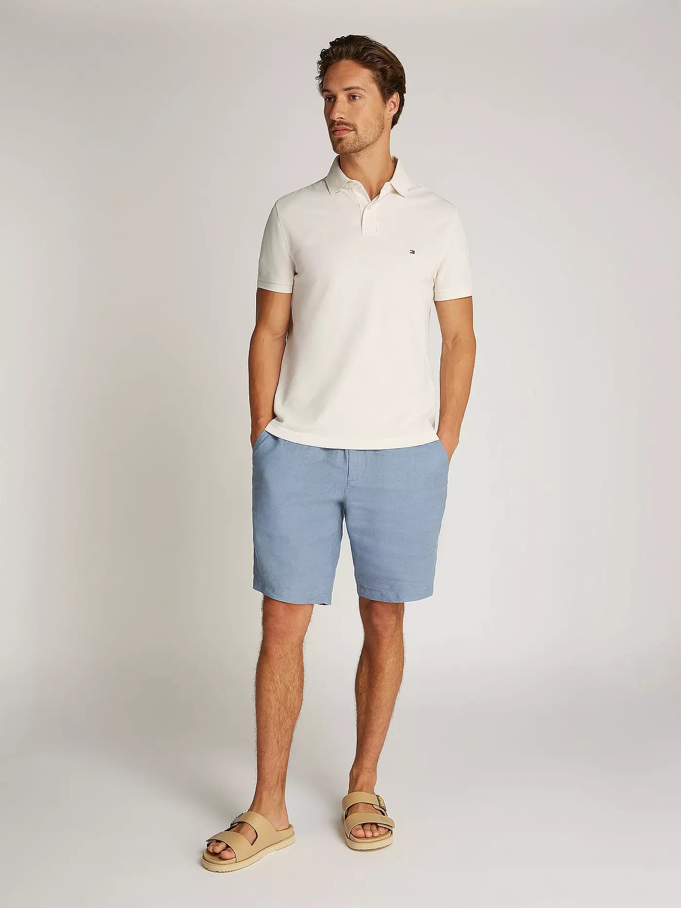 TOMMY JEANS POLO CLASSIC LOGO PEQUEÑO REGULAR FIT BLANCO ROTO