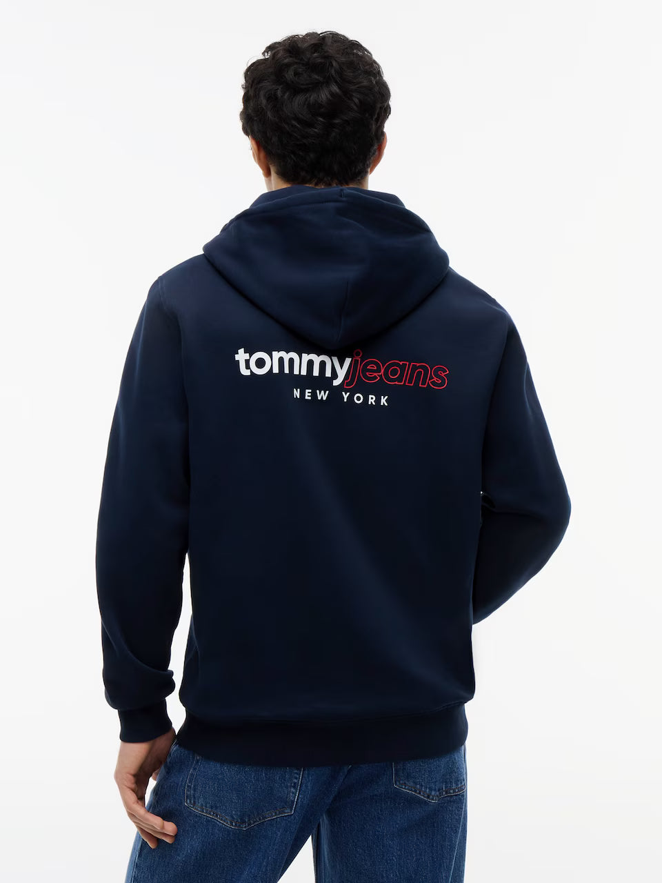 TOMMY JEANS SUDADERA CREMALLERA CON CAPUCHA LOGO ESPALDA AZUL MARINO