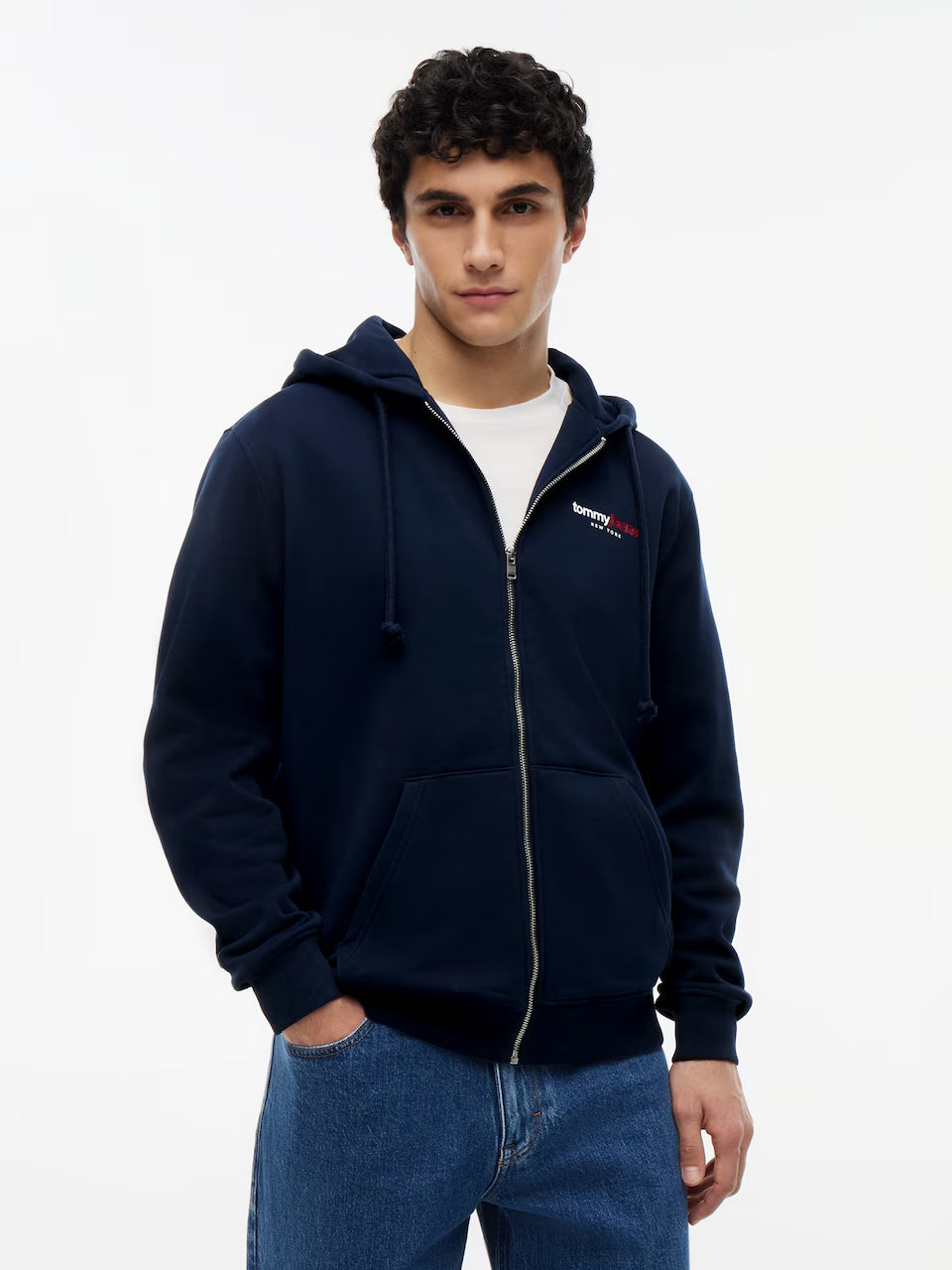 TOMMY JEANS SUDADERA CREMALLERA CON CAPUCHA LOGO ESPALDA AZUL MARINO