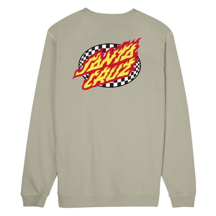 SANTA CRUZ OVAL CHECK FLAME SUDADERA SIN CAPUCHA GRIS PIEDRA