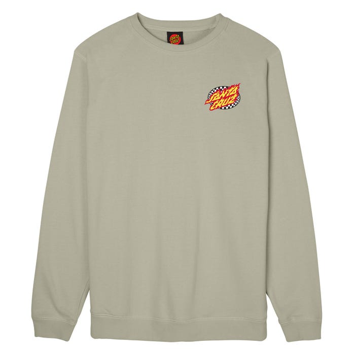 SANTA CRUZ OVAL CHECK FLAME SUDADERA SIN CAPUCHA GRIS PIEDRA