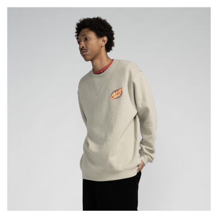 SANTA CRUZ OVAL CHECK FLAME SUDADERA SIN CAPUCHA GRIS PIEDRA