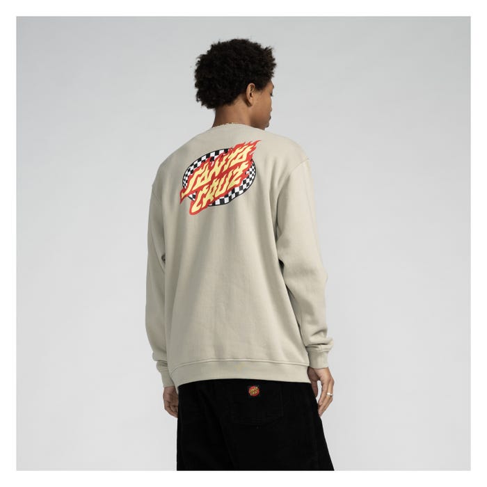 SANTA CRUZ OVAL CHECK FLAME SUDADERA SIN CAPUCHA GRIS PIEDRA