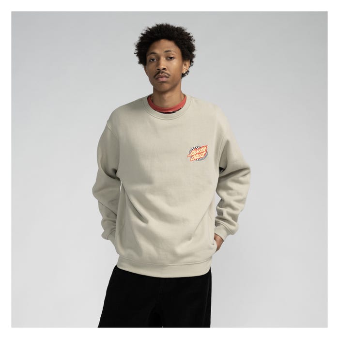 SANTA CRUZ OVAL CHECK FLAME SUDADERA SIN CAPUCHA GRIS PIEDRA
