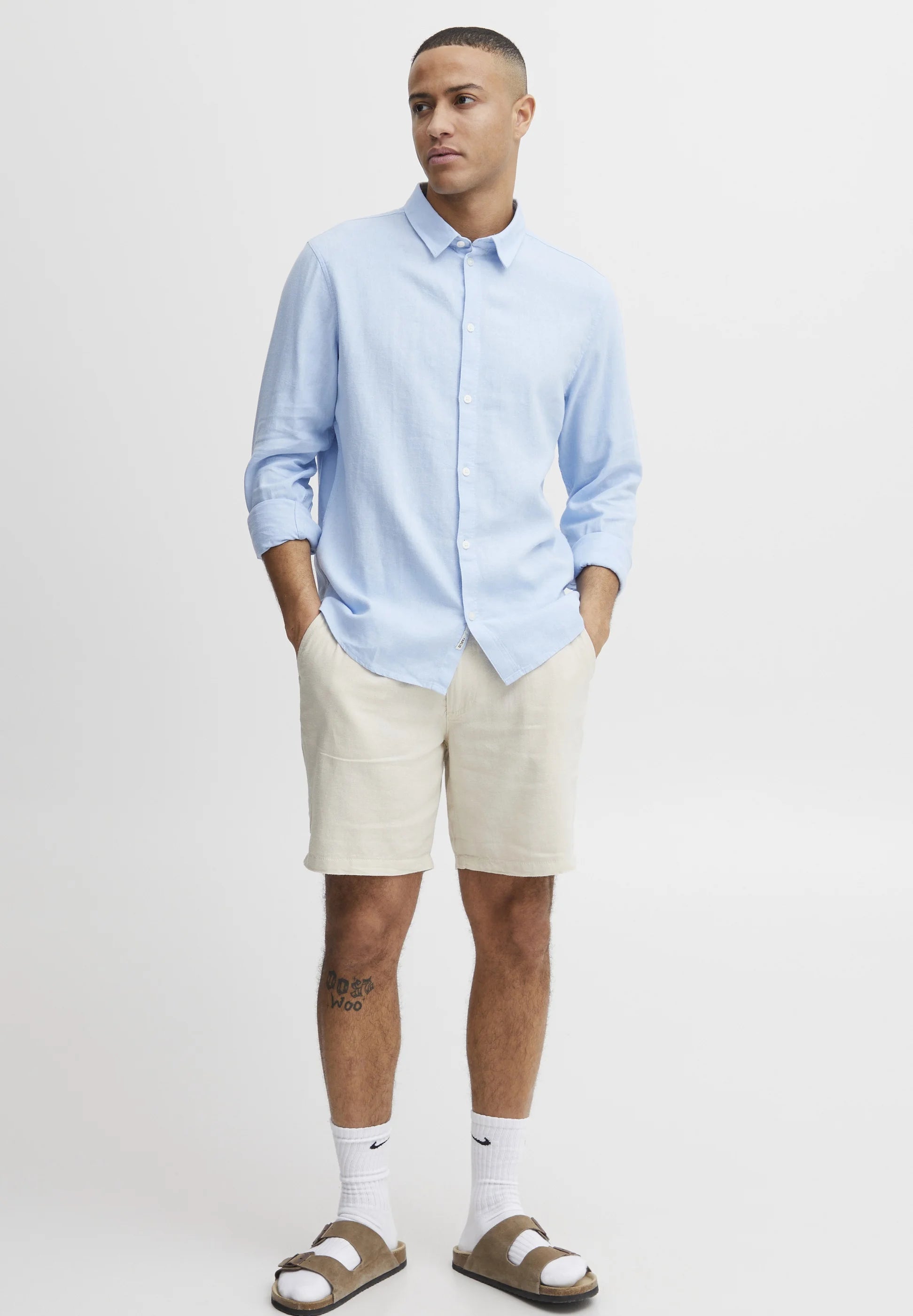 SOLID LINO SDENEA ALLAN LS CHANBRAY BLUE