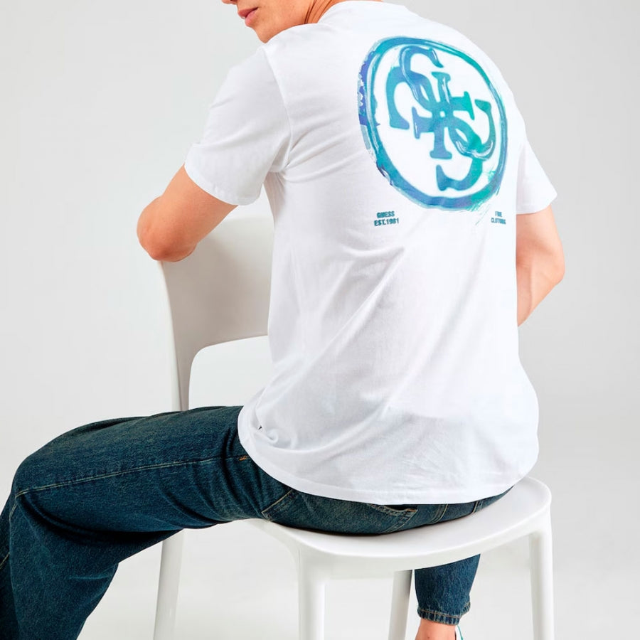 GUESS BSC PAINTED QUATT CAMISETA REGULAR FIT BLANCA