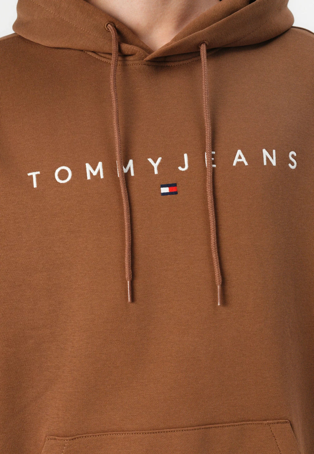 TOMMY JEANS SUDADERA CON CAPUCHA REGULAR FIT MARRÓN LOGO BORDADO BLANCO