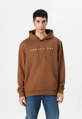 TOMMY JEANS SUDADERA CON CAPUCHA REGULAR FIT MARRÓN LOGO BORDADO BLANCO