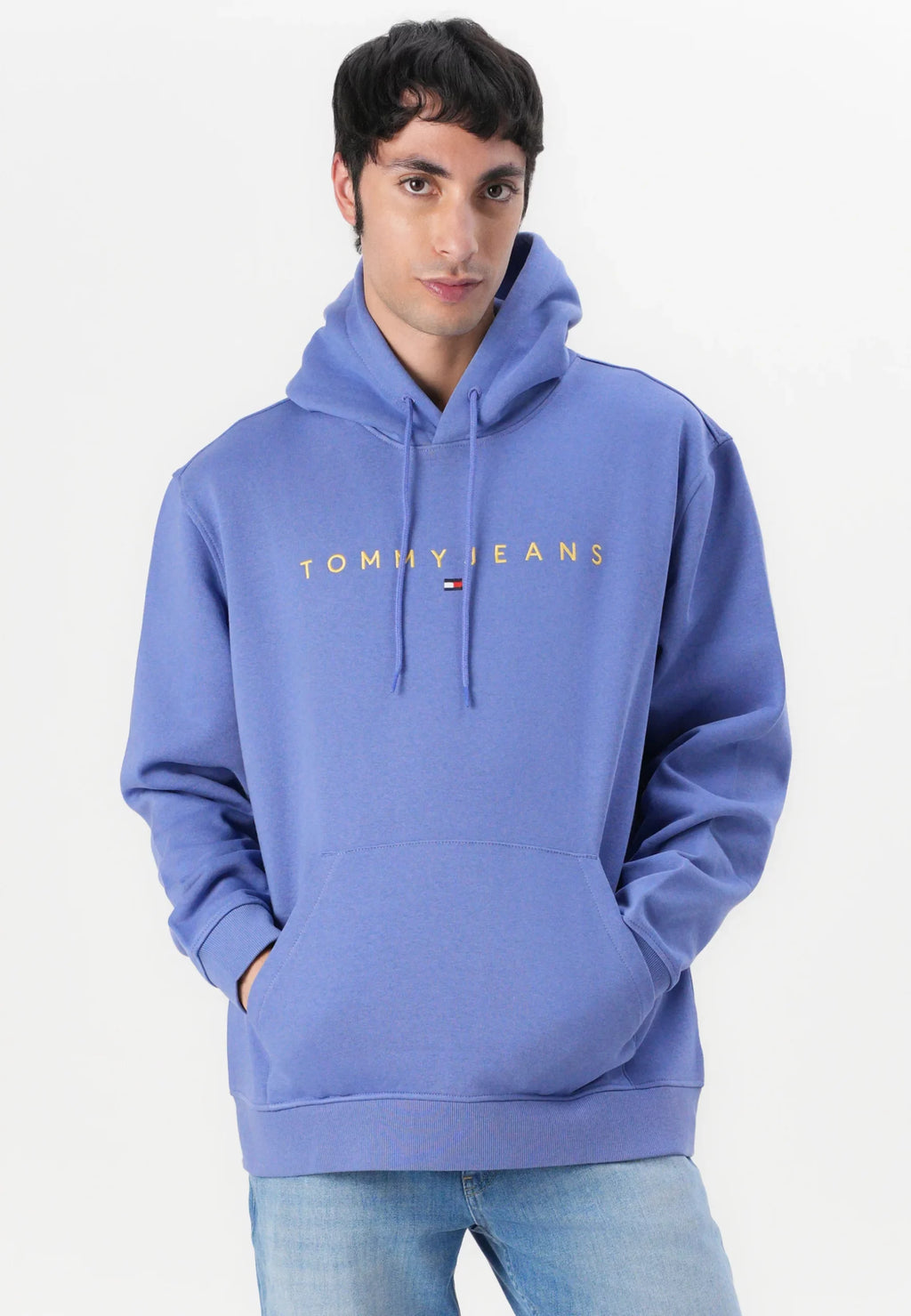TOMMY JEANS SUDADERA REGULAR FIT AZUL LOGO BORDADO DORADO