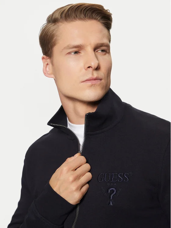 GUESS HIGH NECK SUDADERA CREMALLERA REGULAR FIT AZUL MARINO