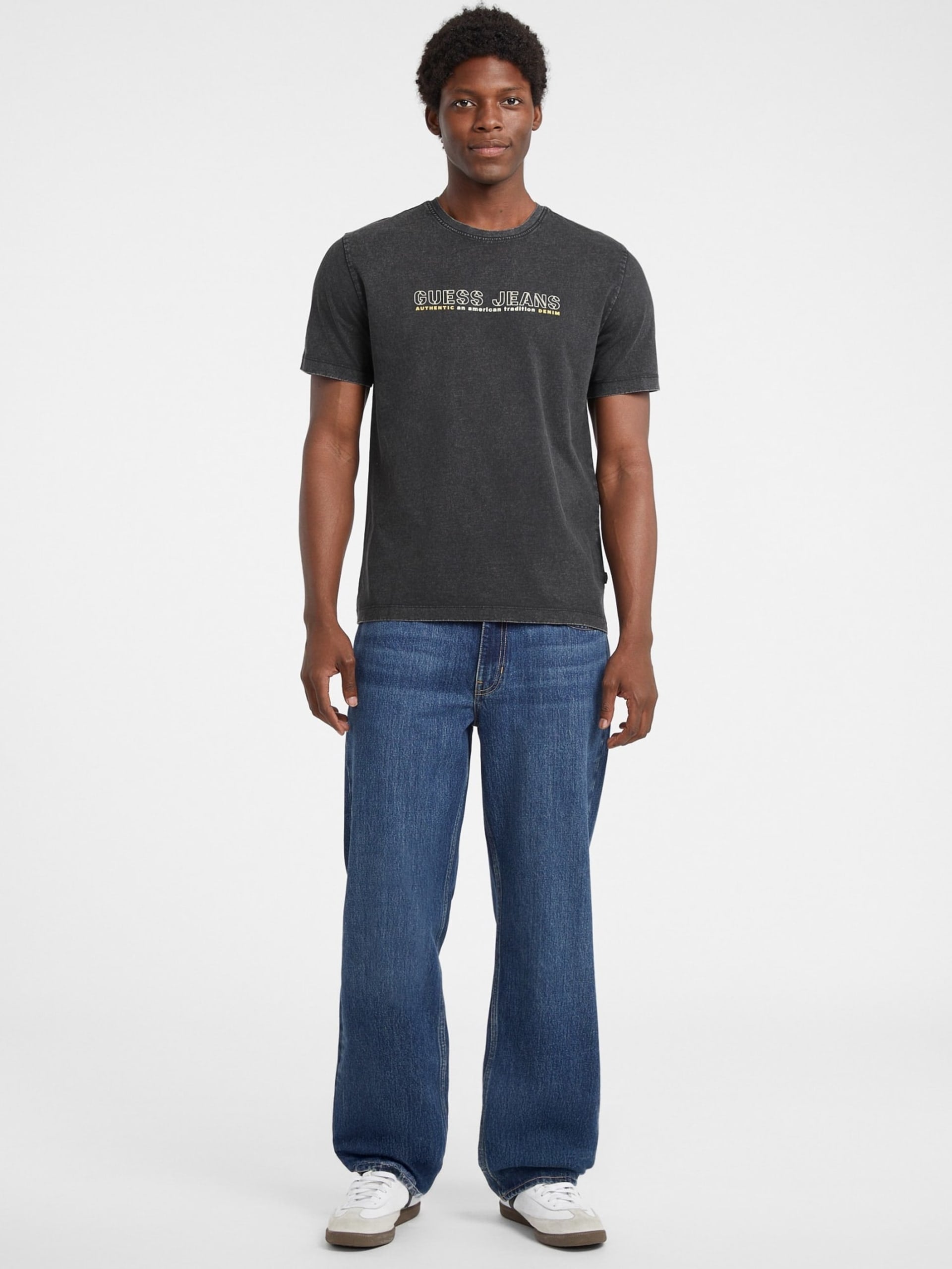 GUESS JEANS CAMISETA REGULAR FIT NEGRA LAVADA