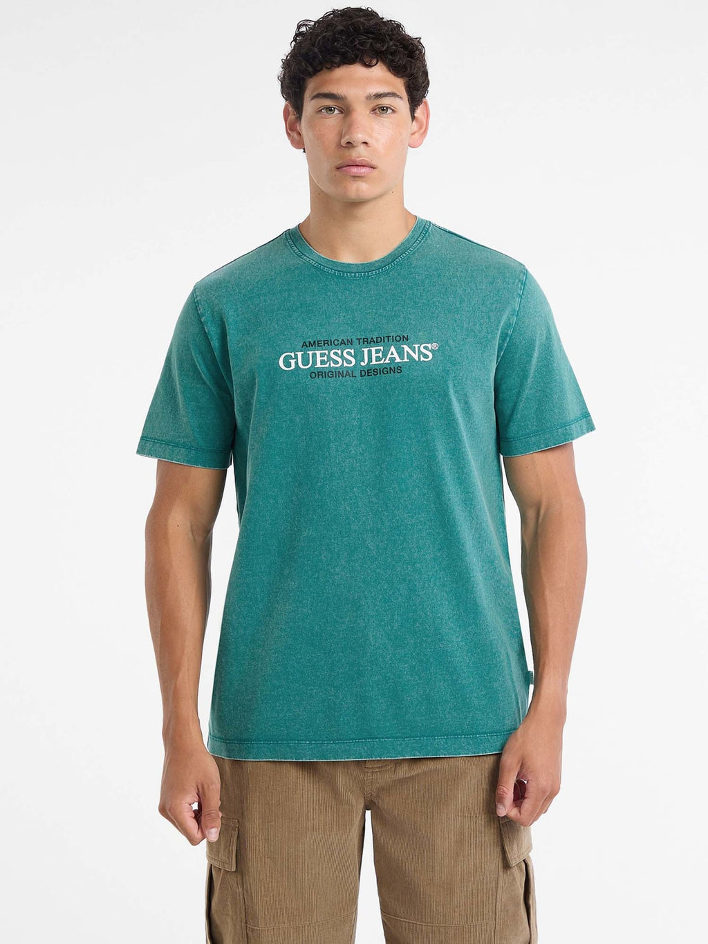 GUESS JEANS CAMISETA REGULAR FIT VERDE TROPICAL
