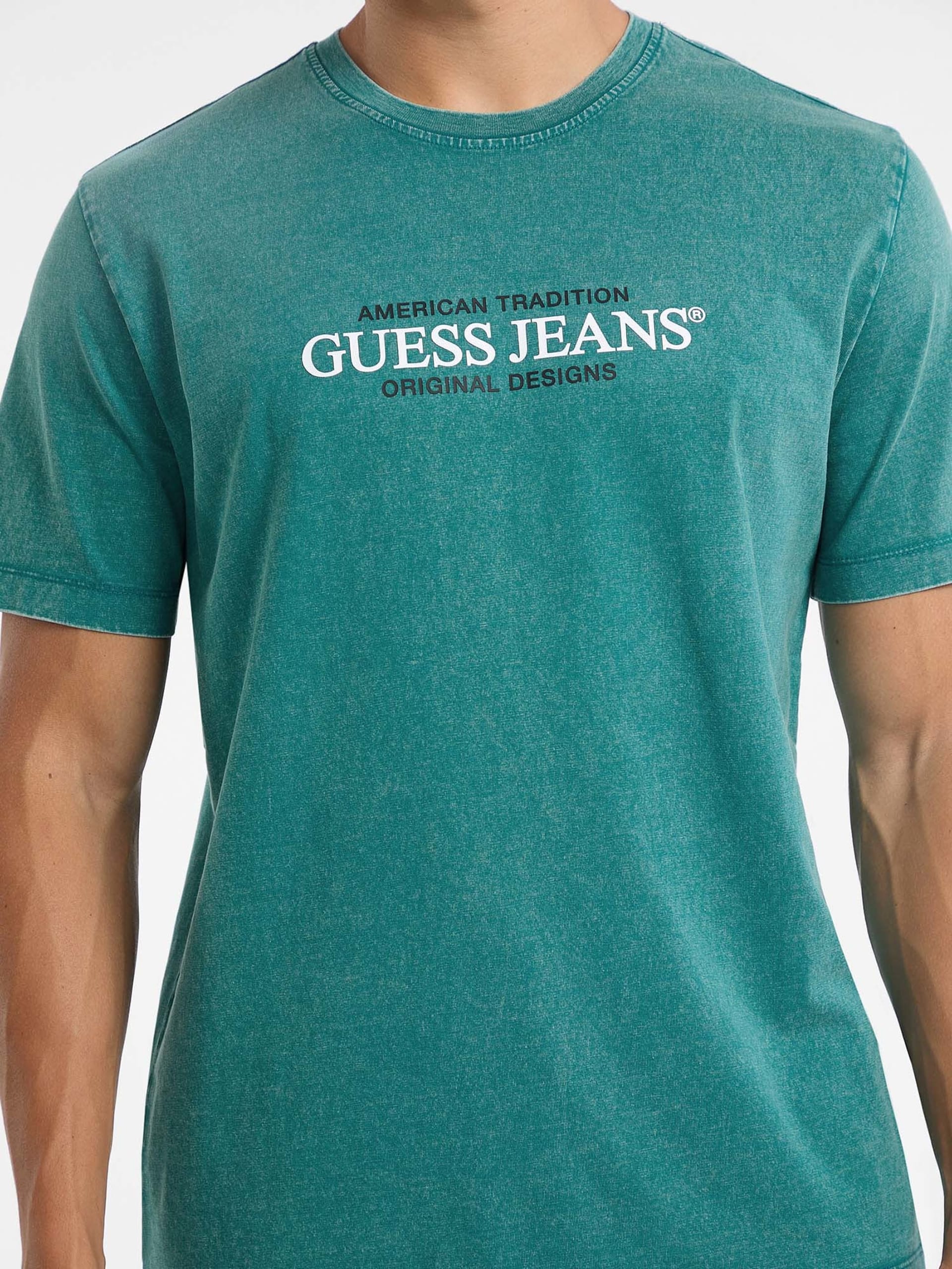 GUESS JEANS CAMISETA REGULAR FIT VERDE TROPICAL