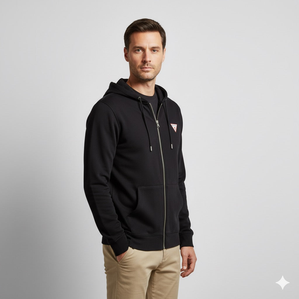 GUESS JEANS SUDADERA CON CREMALLERA REGULAR FIT NEGRA