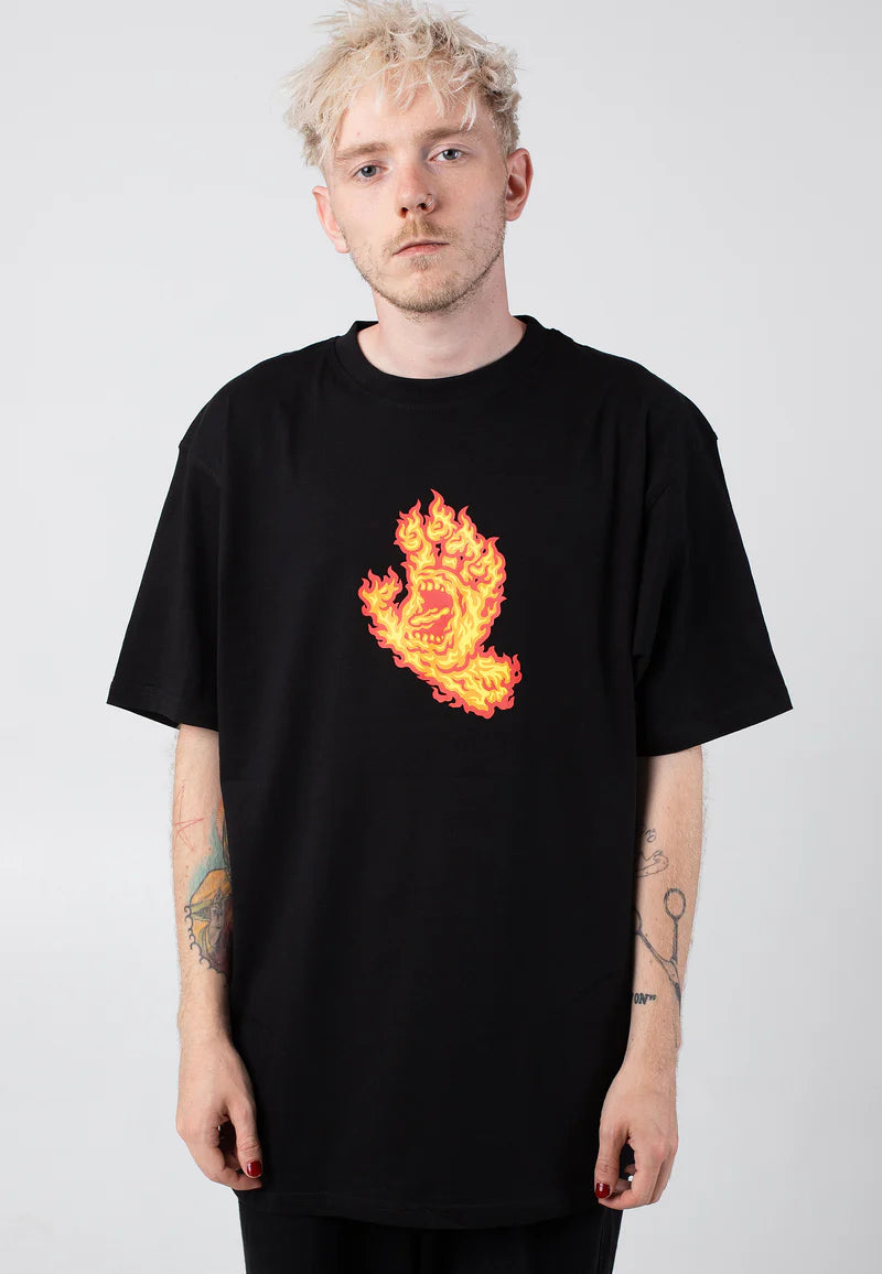 SANTA CRUZ FLAME HAND CAMISETA NEGRA